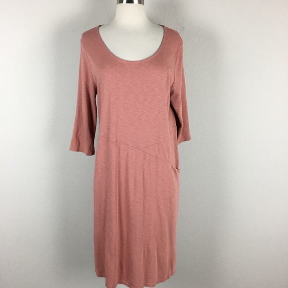 J Jill Pure Jill Muted Orange Knit 3/4 Sleeve Shift Dress Medium - Picture 1 of 7